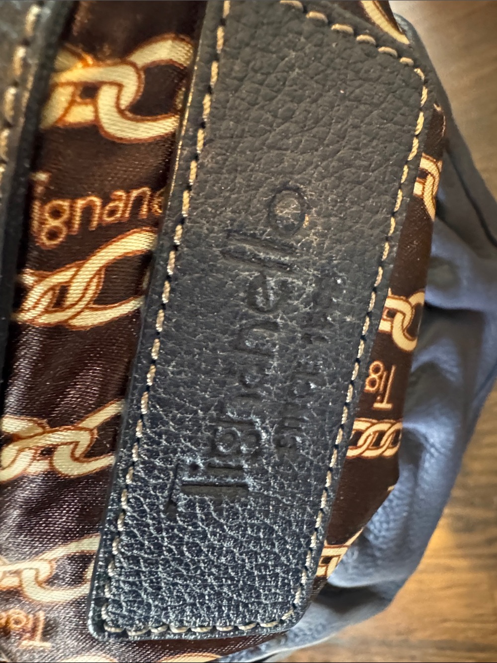 Tignanello Leather Navy Blue Crossbody Bag with Silver Accent - Picture 9 of 10